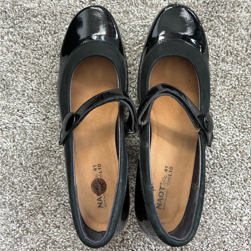 NAOT Israel Mary Jane Black Patent Leather Shoes